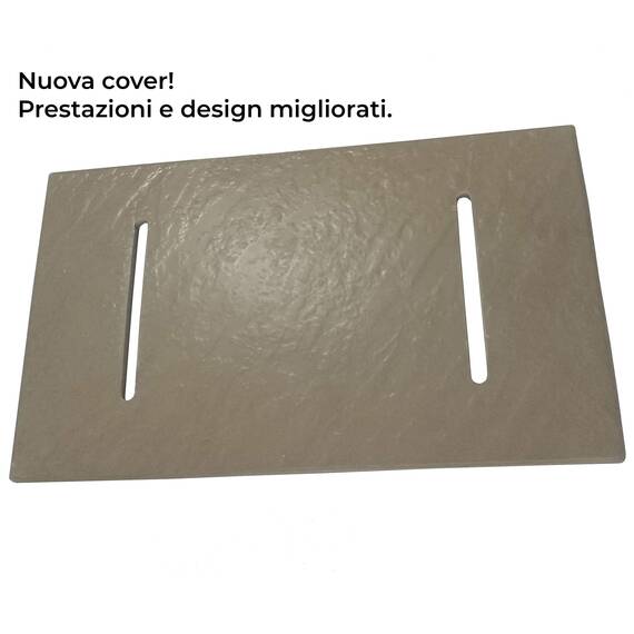 Duschwanne 80x100x2.6 Taubenbeige in Schieferoptik 2,6 cm Höhe aus thermogeformtem Acrylharz