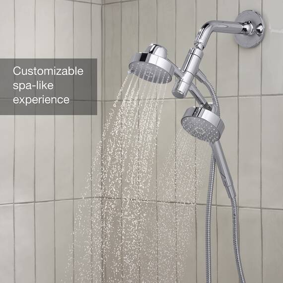 KOHLER 23218-CP Awaken 2-in-1 Multifunktions-Dusch-Kombi-Set, Duschkopf und Handbrause-Set, 2,5 GPM, poliertes Chrom