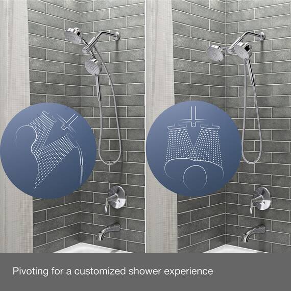 KOHLER 23218-CP Awaken 2-in-1 Multifunktions-Dusch-Kombi-Set, Duschkopf und Handbrause-Set, 2,5 GPM, poliertes Chrom
