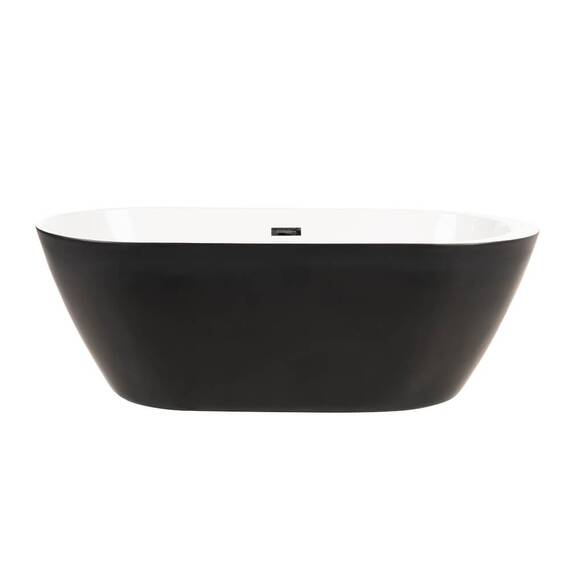 Home Deluxe - freistehende Badewanne - Design Badewanne freistehend Codo Schwarz - Maße: ca. 170 x 80 x 58 cm - Füllmenge: 204 Liter - Inkl. komplettem Zubehör