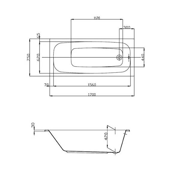 HOESCH Badewanne RIVIERA | Design Badewanne | Acryl | 170x75cm | KOMPLETTPAKET mit Wannenträger und Ablaufgarnitur | Modell BADOSAN