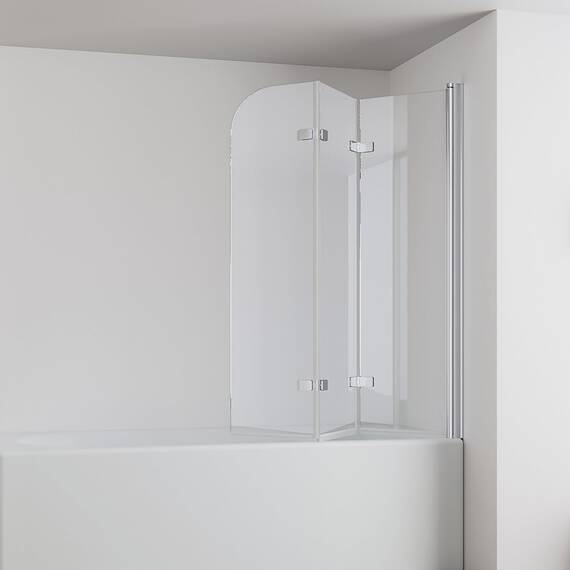IMPTS 130x140cm Duschwand für Badewanne 3 teilig, Badewanne Glaswand Faltwand Duschtrennwand Faltbar Badewannenaufsatz Duschglaswand mit 6mm Nano Sicherheitsglas