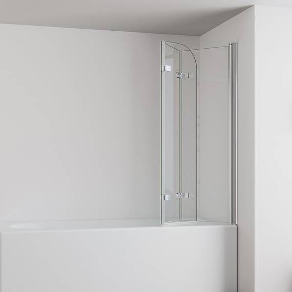 IMPTS 120x140cm Duschwand für Badewanne 3 teilig, Badewanne Glaswand Faltwand Duschtrennwand Faltbar Badewannenaufsatz Duschglaswand mit 6mm Nano Sicherheitsglas