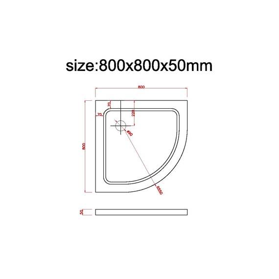 ABS Duschwanne gebogen 80x80 h.5 cm, inklusive Ablaufgarnitur
