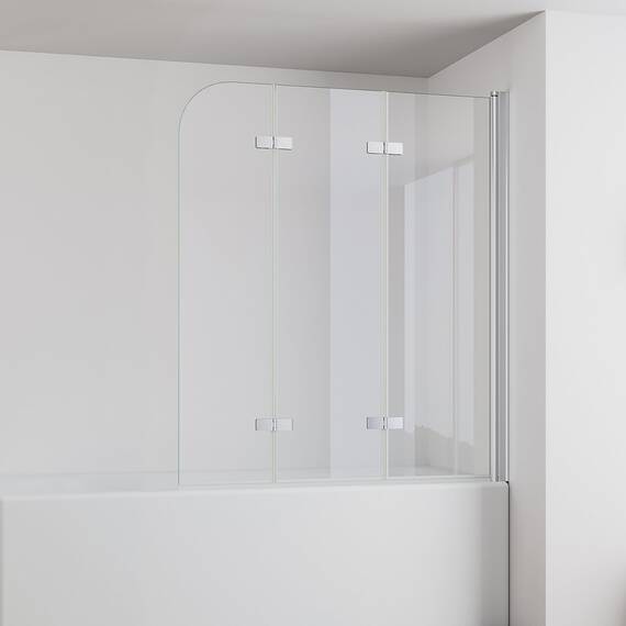 IMPTS 120x140cm Duschwand für Badewanne 3 teilig, Badewanne Glaswand Faltwand Duschtrennwand Faltbar Badewannenaufsatz Duschglaswand mit 6mm Nano Sicherheitsglas