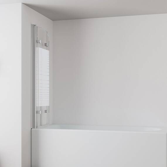 IMPTS 120x140cm Duschwand für Badewanne 3 teilig, Badewanne Glaswand Faltwand mit Streifen Milchglas, Duschtrennwand Faltbar Badewannenaufsatz Duschglaswand mit 6mm Nano Sicherheitsglas