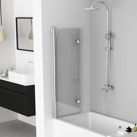 IMPTS Duschwand für Badewanne 120x140cm, Flatbar Duschwand 2-teilig Badewannenaufsatz Faltwand Duschtrennwand Duschabtrennung Badewannenfaltwand mit 6mm Sicherheitsglas