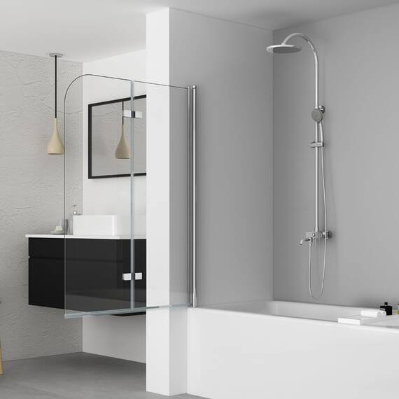 IMPTS Duschwand für Badewanne 120x140cm, Flatbar Duschwand 2-teilig Badewannenaufsatz Faltwand Duschtrennwand Duschabtrennung Badewannenfaltwand mit 6mm Sicherheitsglas