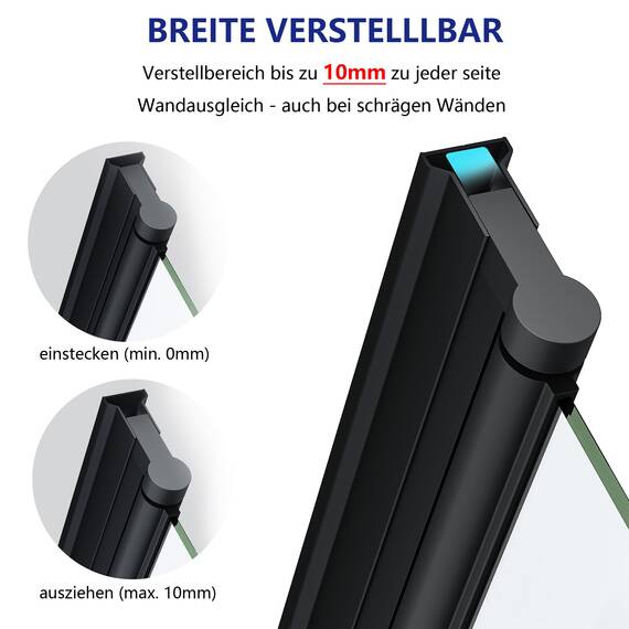 IMPTS Duschwand für Badewanne 120x140cm Schwarz, Faltwand Duschfaltwand 3 teilig Faltbar Badewannenaufsatz Duschtrennwand Badewannenwand Glas mit 6mm Nano Sicherheitsglas