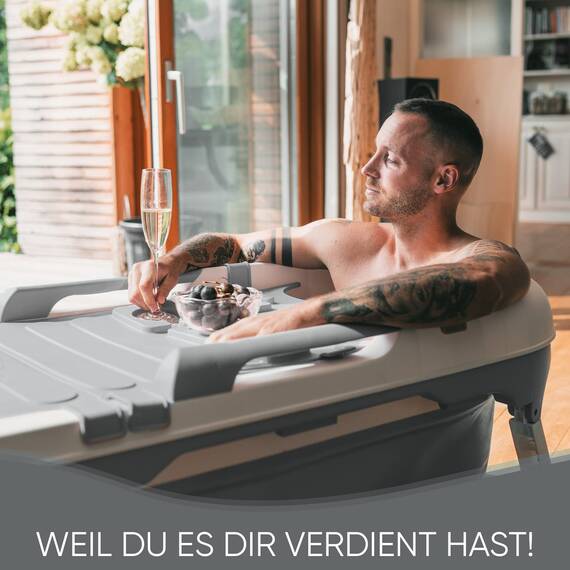 Balneo Vital® Faltbare mobile Badewanne XL mit Badewannenablage & Massagerollen für Erwachsene & Kinder | freistehend für Badezimmer | Ihre tragbare klappbare Bathtub für Dusche & Outdoor