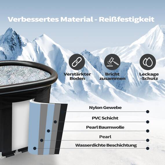 Keszing XL Erwachsene Ovales Eisbad Tonne für Athleten mit Isolierte Abdeckung, 478L tragbares Ice Bath tub für Kältetherapie, Faltbare Aufblasbare badewanne für den Innen- und Außenbereich