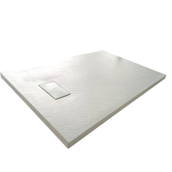 Duschwanne 70x170x2.6 Weiss in Schieferoptik 2,6 cm Höhe aus thermogeformtem Acrylharz