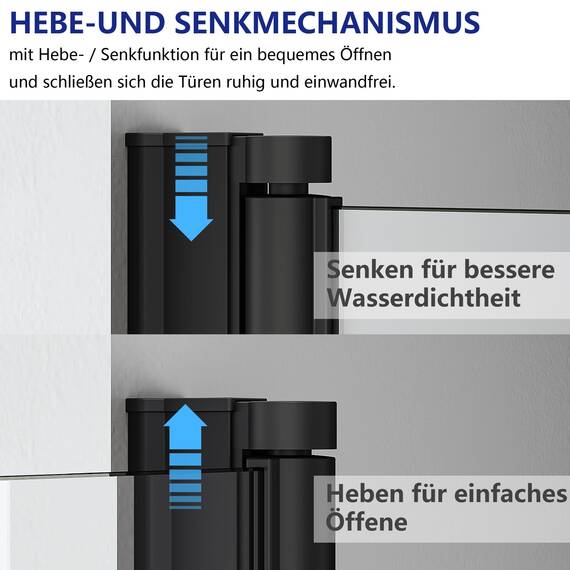 IMPTS Duschwand für Badewanne 120x140cm Schwarz, Faltwand Duschfaltwand 3 teilig Faltbar Badewannenaufsatz Duschtrennwand Badewannenwand Glas mit 6mm Nano Sicherheitsglas