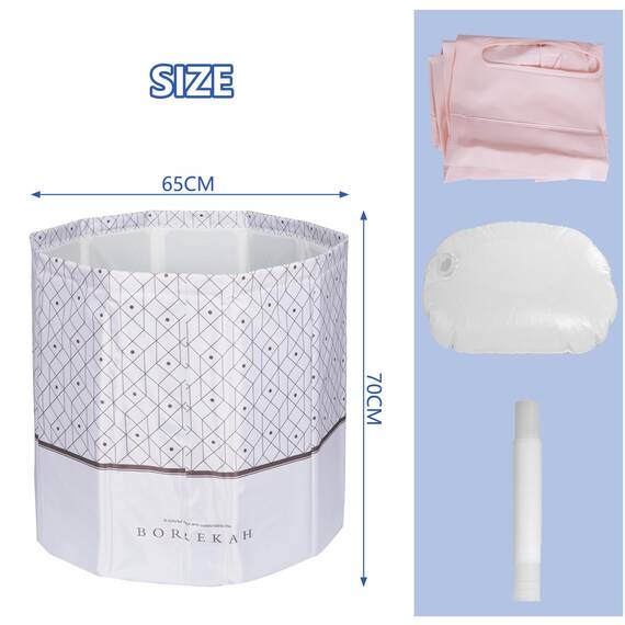 Sinbide Badewanne Tragbare und faltbare Kinderbadewanne für Erwachsene und Kinder Geeignet für Saunaduschen und Eisbäder Freistehende Badewanne Installationsfrei 65x65x70 cm（LxBxH) (Grau)