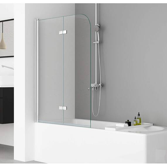 IMPTS Duschwand für Badewanne 110x140cm, Flatbar Duschwand 2-teilig Badewannenaufsatz Faltwand Duschtrennwand Duschabtrennung Badewannenfaltwand mit 6mm Sicherheitsglas