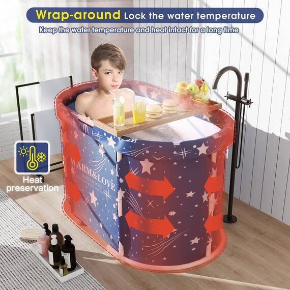 Faltbare Badewanne für Dusche, Freistehende Badewanne für Heißes Bad und Eisbad, Tragbare Badewanne für Erwachsene und Kinder