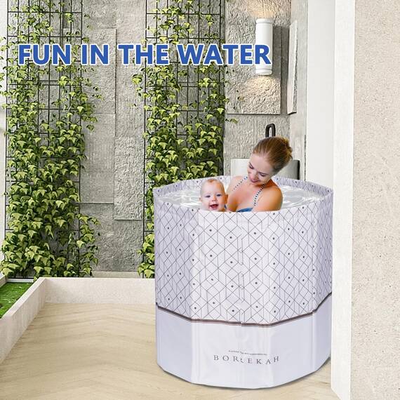 Sinbide Badewanne Tragbare und faltbare Kinderbadewanne für Erwachsene und Kinder Geeignet für Saunaduschen und Eisbäder Freistehende Badewanne Installationsfrei 65x65x70 cm（LxBxH) (Grau)
