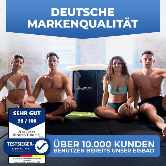 Zenhero Recovery Eisbad Bundle (85 cm Ø) – Höchster Komfort und viel Platz, größer als der Standard – Mit Thermometer – Kältetherapie für Zuhause – Eistonne mit 5 Isolierschichten