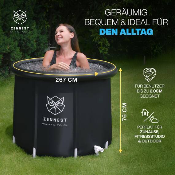 Zennest Eistonne Für Zuhause 90cm – XL Cold Plunge Eisbad Eisbaden Tonne Outdoor Mit 6-Schicht-Isolierung, Deutsche Ingenieurskunst Aufblasbare Eiswanne & Tragbare Badewanne Für Erwachsene - Ebook