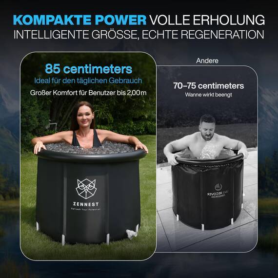 Zennest Eistonne Für Zuhause 90cm – XL Cold Plunge Eisbad Eisbaden Tonne Outdoor Mit 6-Schicht-Isolierung, Deutsche Ingenieurskunst Aufblasbare Eiswanne & Tragbare Badewanne Für Erwachsene - Ebook