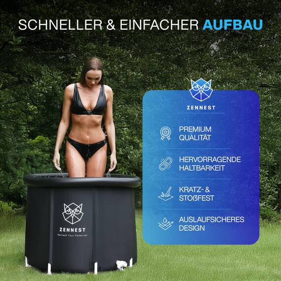 Zennest Eistonne Für Zuhause 90cm – XL Cold Plunge Eisbad Eisbaden Tonne Outdoor Mit 6-Schicht-Isolierung, Deutsche Ingenieurskunst Aufblasbare Eiswanne & Tragbare Badewanne Für Erwachsene - Ebook