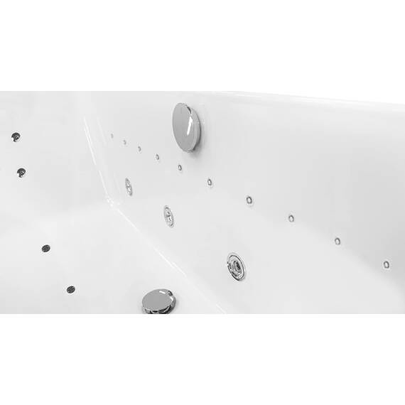 Basera® PREMIUM Indoor Whirlpool Badewanne Naxos mit 24 Massagedüsen, Heizung, Ozongenerator, Bodenansaugung, Wasserfall, LED-Ambiente, Touchpanel, Bluetooth, Radio