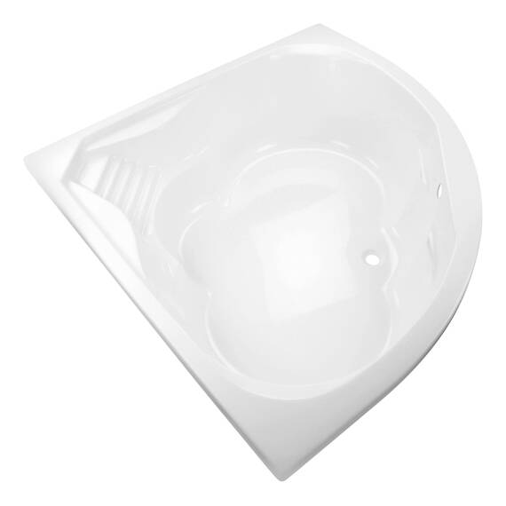 Calmwaters® Eckbadewanne Komplettset 150x150 cm mit Wannenträger, Acrylwanne Curved Wellness, Ab- & Überlaufgarnitur, Duowanne für 2, Sitzbadewanne, Set Sitz-Badewanne komplett, Weiß, 99000091