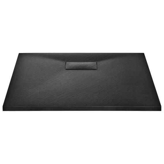 vidaXL Duschwanne Duschtasse Brausewanne Brausetasse Duschbecken Dusche Wanne Bad Badezimmer SMC Schwarz 90x80cm Niedrige Schwelle 9cm Ablauföffnung