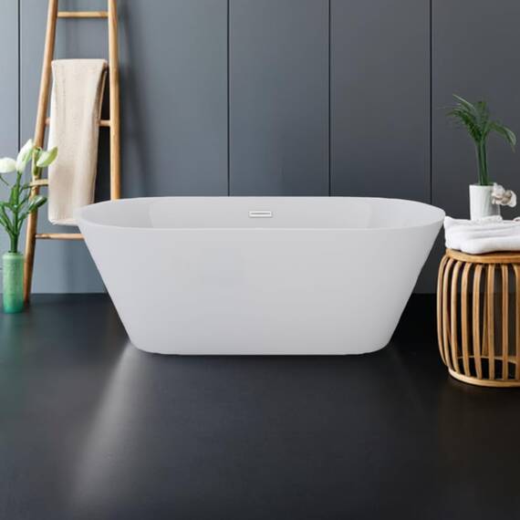 Jet-Line Design Moderne Badewanne Freistehend Lausanne II Weiß Ergonomisches und Pflegeleichtes Acryl Luxuriöses Badeerlebnis für Ihr Badezimmer 170 x 80 x 58 cm