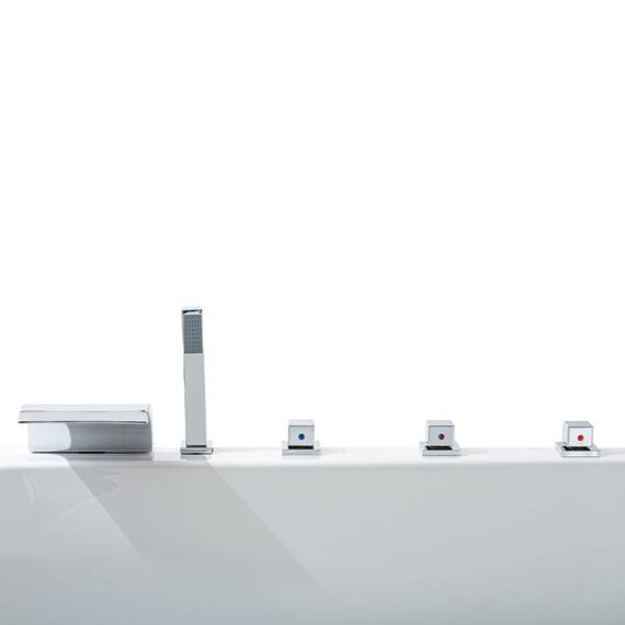 Basera® PREMIUM Indoor Whirlpool Badewanne Naxos mit 24 Massagedüsen, Heizung, Ozongenerator, Bodenansaugung, Wasserfall, LED-Ambiente, Touchpanel, Bluetooth, Radio