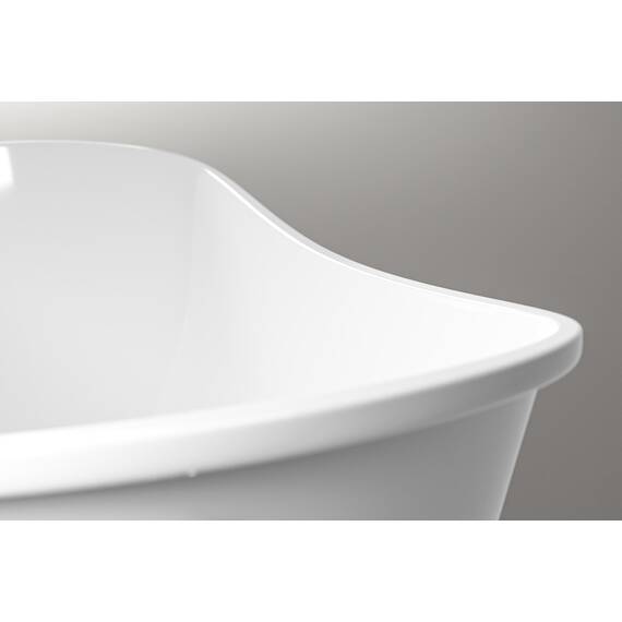 Freistehende Badewanne PARIS Acryl - 176 x 71 cm - Nostalgie Wanne aus Sanitäracryl mit Metallfüßen Farbe:Weiß Glänzend, Standarmatur:Ohne Standarmatur, Farbe der Füße:chrom