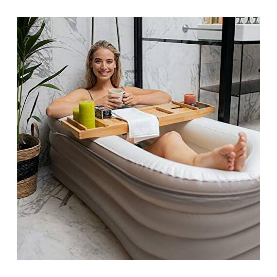 Tubble® Compact Badewanne Aufblasbar Ambient Taupe 200 Liter - Kleine Faltbare Badewanne für Erwachsene bis 170 cm, Aufbau in 1min, Für Indoor und Outdoor, Home Spa & Eisbad