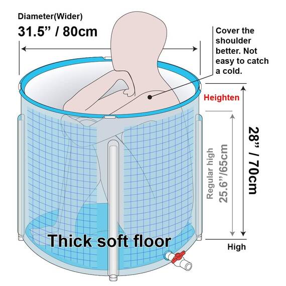 Tragbare Badewanne, 78,7 cm freistehende Badewanne Home Spa, Einweichen Badewanne für Erwachsene, Eiswanne verdickter Thermoschaum, um die Temperatur zu halten (Badewanne einweichen)