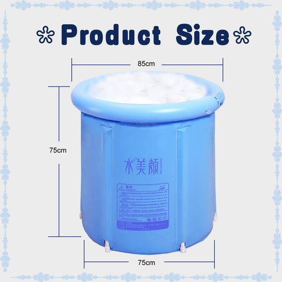 Youdepot Aufblasbare tragbare Kunststoff-Badewanne, PVC-Badewanne, tragbare Badewanne, aufblasbares Spa für Erwachsenen-Badezimmer mit Luftpumpe, blau, groß