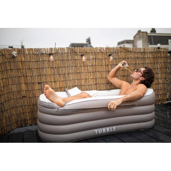 Tubble® Compact Badewanne Aufblasbar Ambient Taupe 200 Liter - Kleine Faltbare Badewanne für Erwachsene bis 170 cm, Aufbau in 1min, Für Indoor und Outdoor, Home Spa & Eisbad