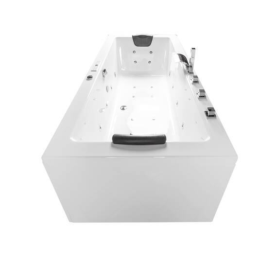 Basera® PREMIUM Indoor Whirlpool Badewanne Naxos mit 24 Massagedüsen, Heizung, Ozongenerator, Bodenansaugung, Wasserfall, LED-Ambiente, Touchpanel, Bluetooth, Radio
