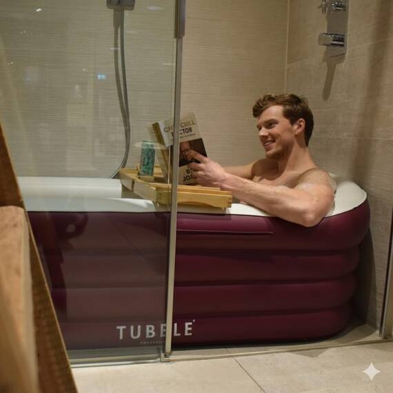 Tubble® Royale Badewanne Aufblasbar Deep Burgundy 255 Liter - Faltbare Badewanne für Erwachsene bis 188 cm, Aufbau in 1min, Für Indoor und Outdoor, Home Spa & Eisbad