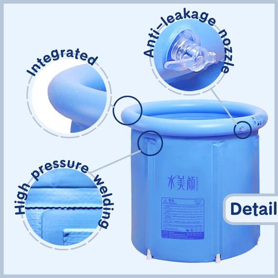 Youdepot Aufblasbare tragbare Kunststoff-Badewanne, PVC-Badewanne, tragbare Badewanne, aufblasbares Spa für Erwachsenen-Badezimmer mit Luftpumpe, blau, groß