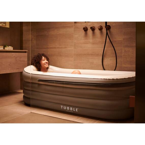 Tubble® Royale Badewanne Aufblasbar Ambiant Taupe 255 Liter - Faltbare Badewanne für Erwachsene bis 188 cm, Aufbau in 1min, Für Indoor und Outdoor, Home Spa & Eisbad