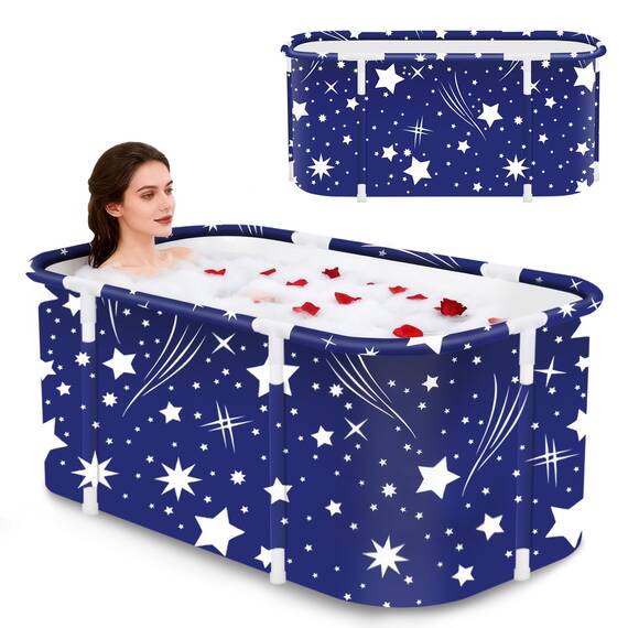 Tragbare faltbare Badewanne, faltbare Einweichbadewanne für Erwachsene, freistehende Badewannen, heiße Badewanne, Eisbad, Familienbadezimmer, Spa, 120 x 50 x 55 cm (Stern)