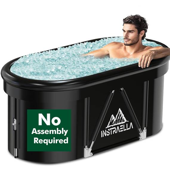 Instraella Eisbadewanne, Installationsfreie Outdoor-Kälte-Tauchwanne, Upgrade großes ovales Eisbad mit Luftring für Sportler, zusammenklappbar, tragbar, Ganzkörper-Kälteerholung zu Hause
