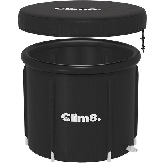 CLIM8 Eisbad Outdoor XL: 400 l kaltes Tauchbecken mit Deckel, tragbare Kaltwassertherapiewanne für Sportler, Wim Hof und Kryotherapie, 90 cm Durchmesser