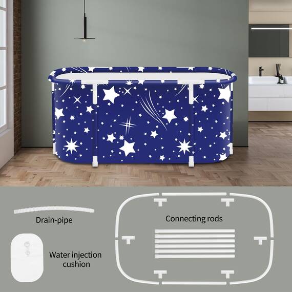 Tragbare faltbare Badewanne, faltbare Einweichbadewanne für Erwachsene, freistehende Badewannen, heiße Badewanne, Eisbad, Familienbadezimmer, Spa, 120 x 50 x 55 cm (Stern)