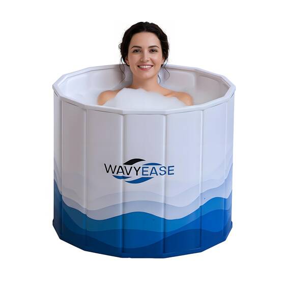 Upgrade-Portabel-Badewanne Erwachsene（80x66 CM）-Faltbare Kältebadewanne zur Erholung - Zusammenklappbare Badewanne für Dusche/SPA Outdoor - Eisbad für Sportler (weiß)