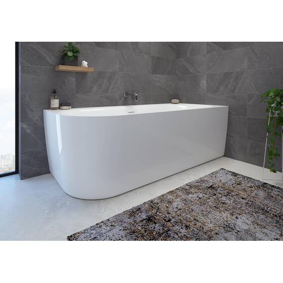 Calmwaters Vorwand-Badewanne 180x80 cm Komplettset Seamless Comfort fugenloses Design, vormontiert mit Schürze & Ablaufgarnitur, linke Ausführung, Made in EU, Acryl, 02SL6224