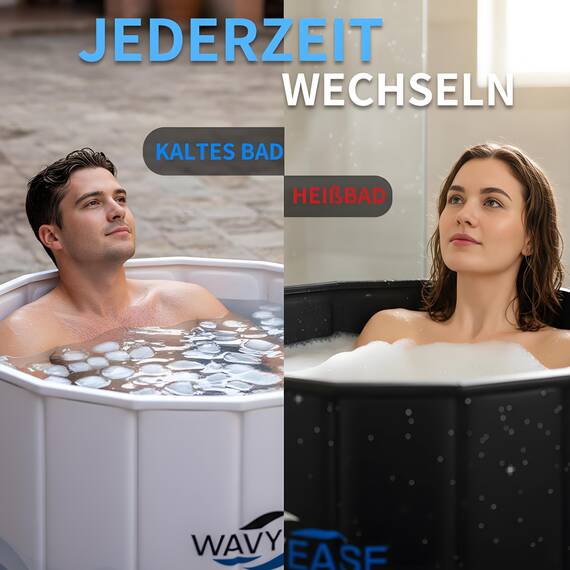 Upgrade-Portabel-Badewanne Erwachsene（80x66 CM）-Faltbare Kältebadewanne zur Erholung - Zusammenklappbare Badewanne für Dusche/SPA Outdoor - Eisbad für Sportler (weiß)