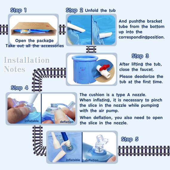 Youdepot Aufblasbare tragbare Kunststoff-Badewanne, PVC-Badewanne, tragbare Badewanne, aufblasbares Spa für Erwachsenen-Badezimmer mit Luftpumpe, blau, groß