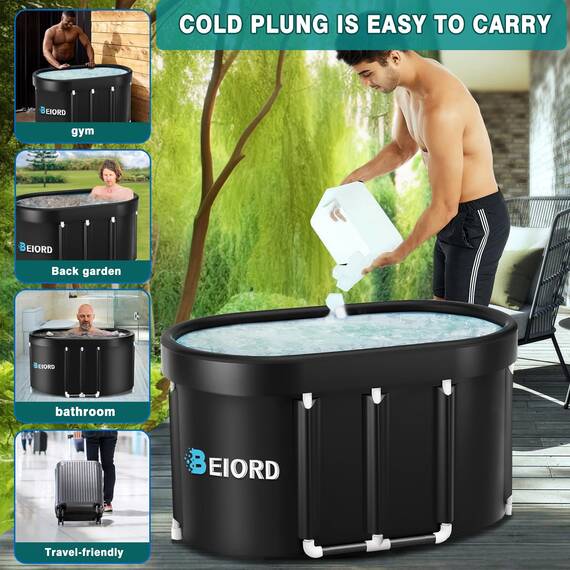 Ovale Eisbadewanne für Sportler, mehrlagig, tragbar, oval, für den Außenbereich, zur Erholung, kaltes Tauchwanne, Outdoor für Sportler, kaltes Bad, Tauchwanne, Fitnessstudio, 300 l Fassungsvermögen
