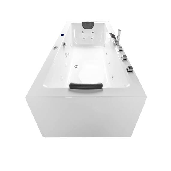Basera® BASIC Indoor Whirlpool Badewanne Naxos mit 16 Massagedüsen, Wasserfall, LED-Ambiente