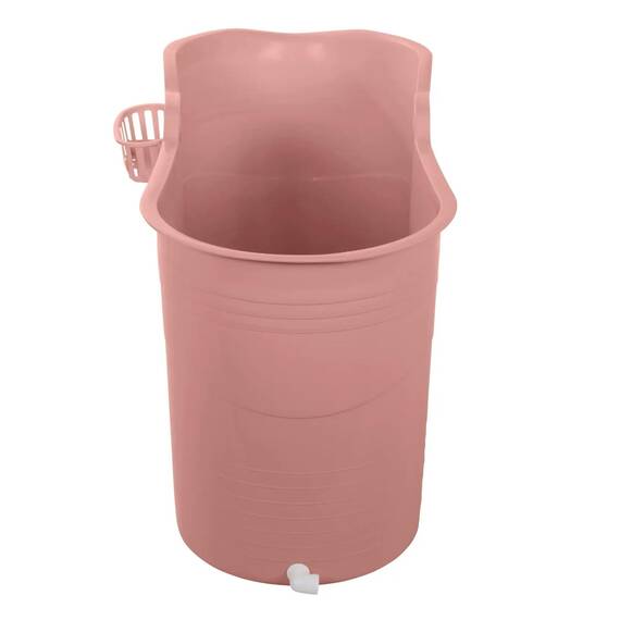 HelloBath® Mobile Badewanne XL 122x56x64 cm für Erwachsene | Tragbare Sitzbadewanne mit Abdeckhaube, Ablage, Seifenkorb & Ablaufschlauch | Badewanne für Dusche & Outdoor | Terrakotta